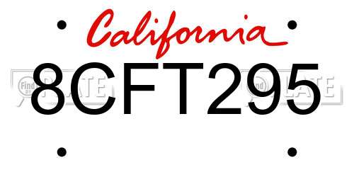 8CFT295 California License Plate