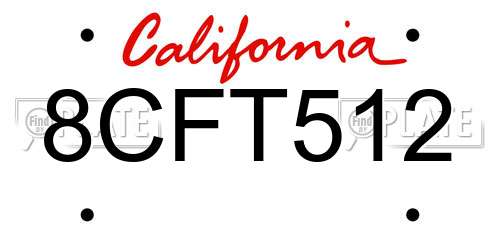 8CFT512 California License Plate
