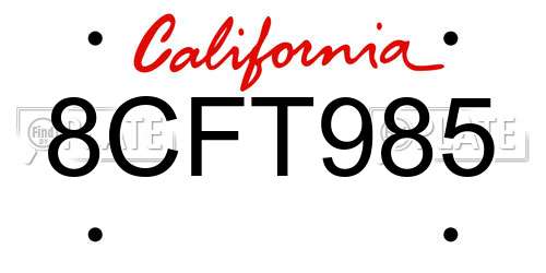 8CFT985 California License Plate