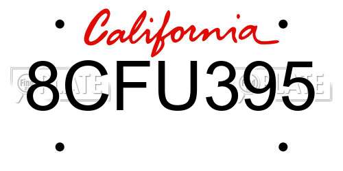 8CFU395 California License Plate