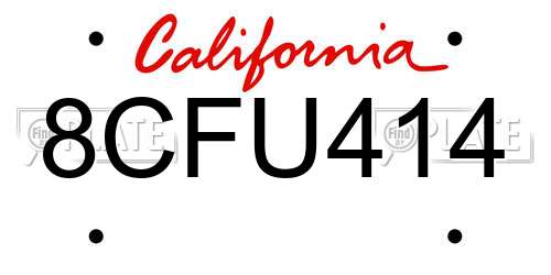8CFU414 California License Plate