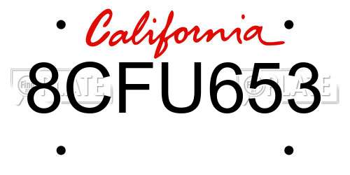 8CFU653 California License Plate