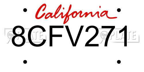 8CFV271 California License Plate