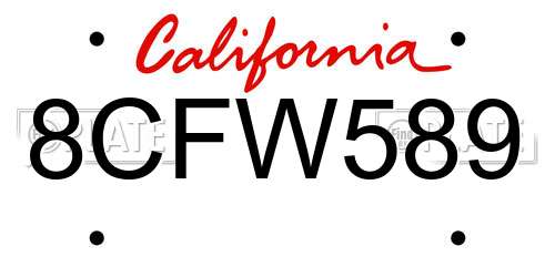 8CFW589 California License Plate