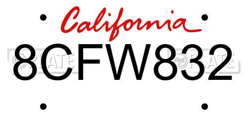 8CFW832 California License Plate