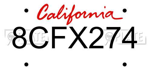 8CFX274 California License Plate