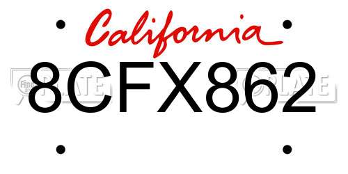 8CFX862 California License Plate
