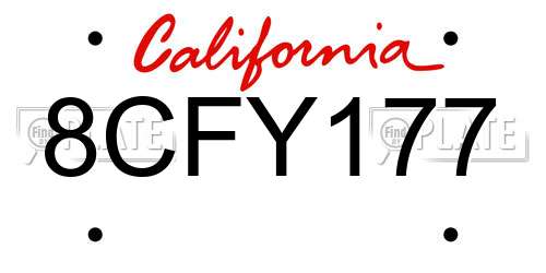 8CFY177 California License Plate
