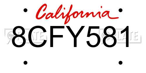 8CFY581 California License Plate