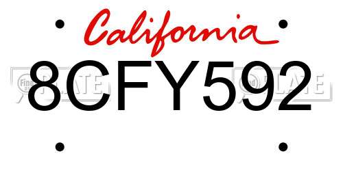 8CFY592 California License Plate