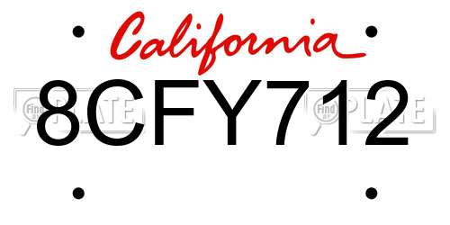 8CFY712 California License Plate