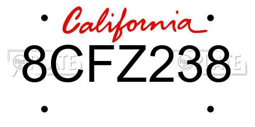 8CFZ238 California License Plate