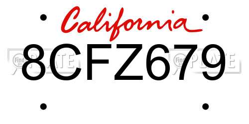 8CFZ679 California License Plate