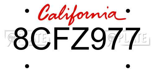 8CFZ977 California License Plate