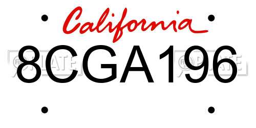 8CGA196 California License Plate