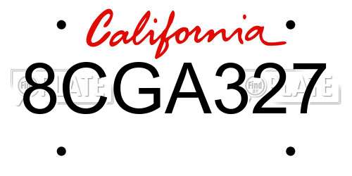 8CGA327 California License Plate