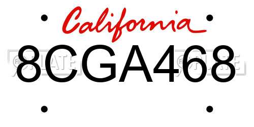 8CGA468 California License Plate