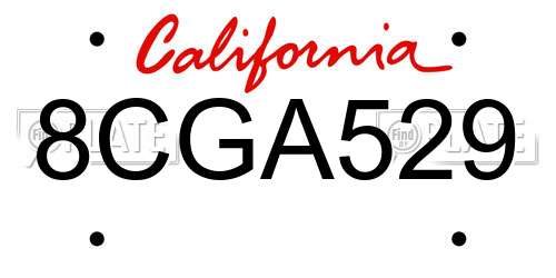 8CGA529 California License Plate