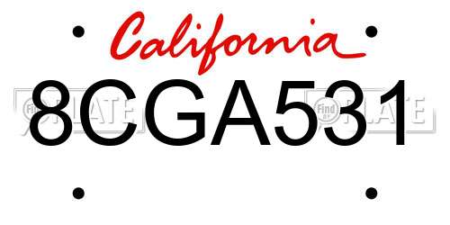8CGA531 California License Plate