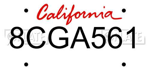 8CGA561 California License Plate
