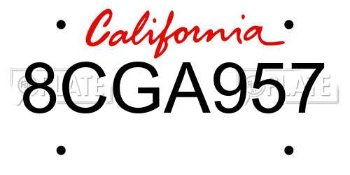 8CGA957 California License Plate