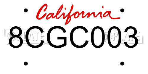 8CGC003 California License Plate