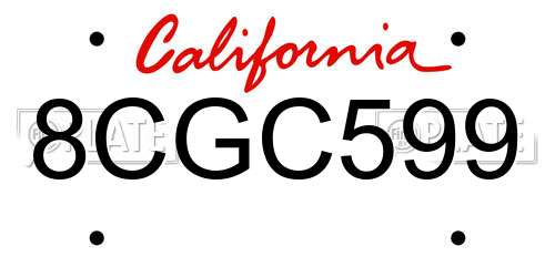 8CGC599 California License Plate