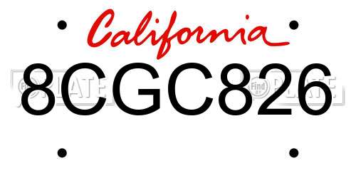 8CGC826 California License Plate
