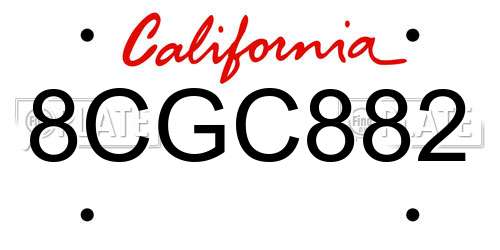 8CGC882 California License Plate