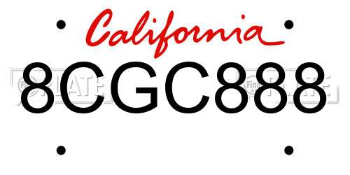 8CGC888 California License Plate