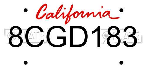 8CGD183 California License Plate