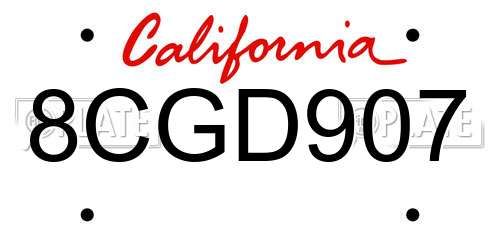 8CGD907 California License Plate