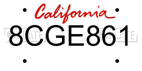 8CGE861 California License Plate