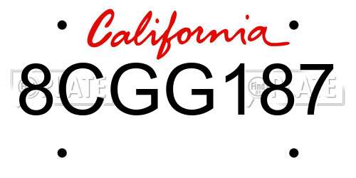 8CGG187 California License Plate