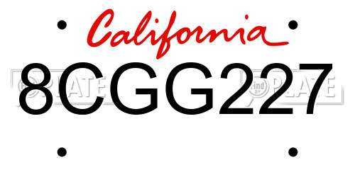 8CGG227 California License Plate