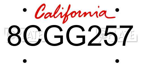 8CGG257 California License Plate