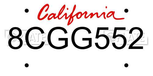 8CGG552 California License Plate