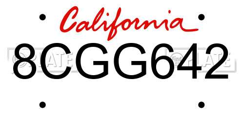 8CGG642 California License Plate