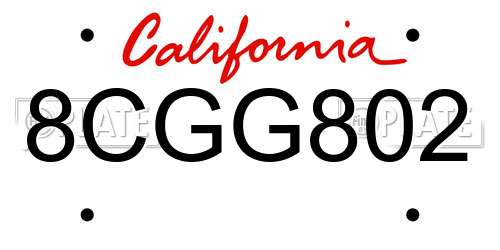 8CGG802 California License Plate
