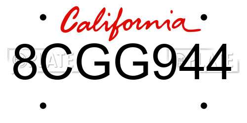 8CGG944 California License Plate