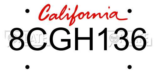 8CGH136 California License Plate
