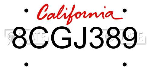8CGJ389 California License Plate