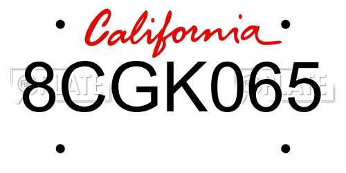 8CGK065 California License Plate