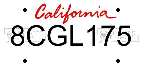 8CGL175 California License Plate