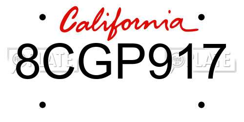 8CGP917 California License Plate