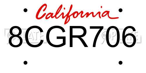 8CGR706 California License Plate