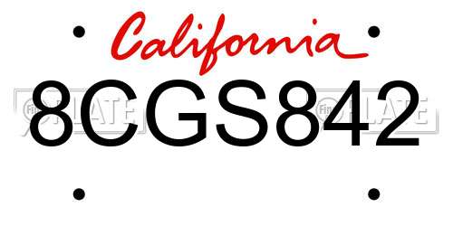 8CGS842 California License Plate