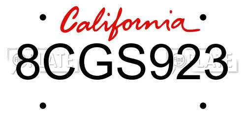 8CGS923 California License Plate