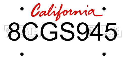 8CGS945 California License Plate