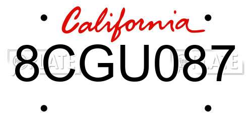 8CGU087 California License Plate